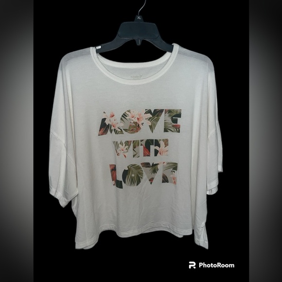 Old Navy Active “Move With Love” Cropped Floral Tee - XL - EUC - Picture 1 of 6
